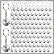 96Pcs Mini Disco Ball Keychains Disco Ball Favors Mirror 70s 80s 90s Disco Keychain Bulk Silver Disc