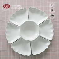 Plain White Porcelain Sunflower Dinnerware Set - Ancestor Offering Dinnerware Set - Broken