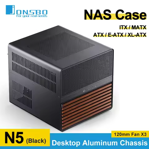 JONSBO N5 NAS Case EATX MATX ITX Computer Chassis 12+4 Hard Disk Support 160mm CPU Cooler With 120mm