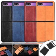 屯團百貨 - 黑色 適用於 三星Galaxy Z Flip 折疊屏手機套 Zflip保護殼 車線小牛紋手機保護殼 手機保護套