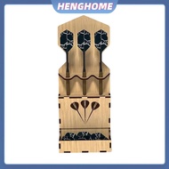 HENGHOME Wooden Wall Mounted Dart Holder Stand Space-Saving With Storage Case Display Stand For Dart