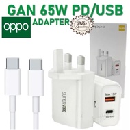OPPO RENO 7 8 Pro 6 Pro 5 Pro A96 A97 A98 A77 GaN 65W Supervooc2.0 PowerAdapter With Type-C Usb Cable Find X2/X3 Pro/R17