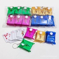 Mini Playing Cards Poker Keychain - Portable Key Ring Game Card for Kids