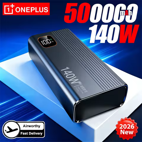 Oneplus 500000mAh 140W PowerBank Super Fast Charge Portable Powerbank External Battery Charger LED D