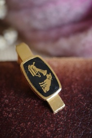 古董 HMV金色留聲機領帶夾 小狗 His Master's Voice