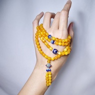 頂級琥珀 蜜蠟 六字真言 蓮花 108手串 念珠 7mm 單品 禮物 收藏