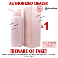 AQUAFLASK 40oz BALLET PINK Aqua Flask Wide Mouth with Flip Cap Spout Lid Flexible Cap Vacuum Insulated Stainless Steel Drinking Water Bottle Bottles or Tumbler Tumblers Authentic - 1 Bottle