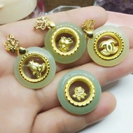 Pendant Jade He tian Floating (Emas 999nipis)