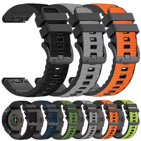 22mm 26mm Nylon Silicone Strap For Garmin Epix Pro Gen 2/Fenix 8 Pro E 7 7X 6X/Enduro 3 2/Descent MA