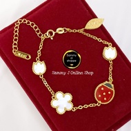 SOS 18k Steel gold Lucky Charm Lady Bug Bracelet|Back to back|with AU750 Markings|High Quality