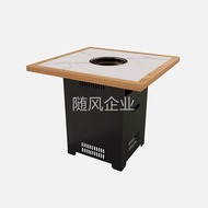 Integrated Restaurant Table with Hibachi Grill Sofa Seating Electric Hotplate One Piece Dining Furni