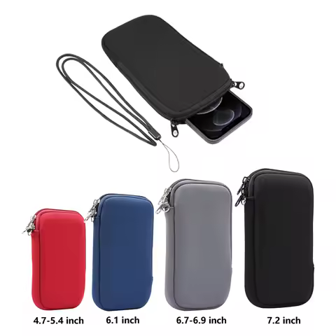 Universal Neoprene Zipper 4.7-7.2inch Mobile Phone Bag For iPhone Samsung Xiaomi Huawei Shockproof C