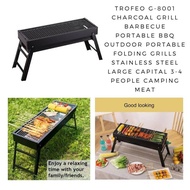 TROFEO G-8001 Charcoal Grill Barbecue Portable BBQ Outdoor portable Folding Grills Stainless steel l