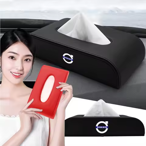 Leather Car Tissue Storage Box Interior Paper Towel Napkin Holder Bag For Volvo XC60 XC90 S60 S80 S6