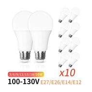 หลอดไฟ LED 10ชิ้น/ล็อต100-130โวลต์ E26 E27 E12 E14 20W 18W 15W 12W 9W 6W โคมไฟ LED โคมไฟสปอตไลท์ bombilla สีขาวอบอุ่น/เย็น