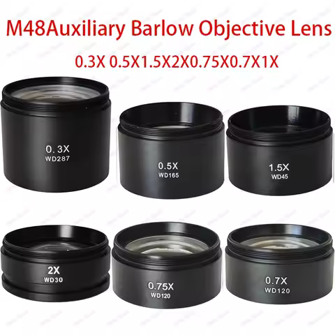 0.3X 0.5X 0.7X 0.75X 1X 1.5X 2X Trinocular Microscope Barlow Objective Lens Zoom Stereo Microscopio 
