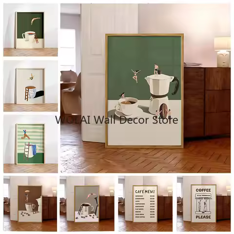 Coffee Diver Canvas Poster More Espresso Lessso Depresso Black Cat Kitchen Wall Art Prints for Moder