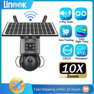 Linook 8MP Wireless WiFi Solar CCTV Camera Dual Lens 1080P Outdoor CCTV Two Way Audio PTZ Motion Det