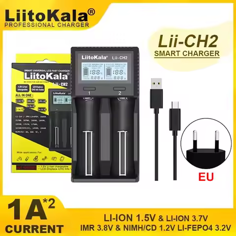 LiitoKala Lii-CH2 Rechargeable Battery Smart Charger For 1.5V AA AAA Li-ion 3.2V 3.7V 18650 21700 26
