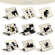 [2pcs] Laptop Cover Sticker Cute Simple Hand-Painted Little Black Cat Design Laptop Computer Office 