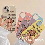 Funny Shining Bear Cute Case Compatible for IPhone 11 12 14 15 13 Pro Max 7 8 Plus SE 2020 X Xr Xs Max Silver Frame Lens Casing Silicon Shockproof Anti Fall Phone Case Soft Cover