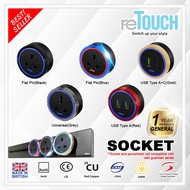 [SIRIM] Retouch Power Track Socket Switch 32A Power Line Flat Pin / Universal / USB With LED Light /