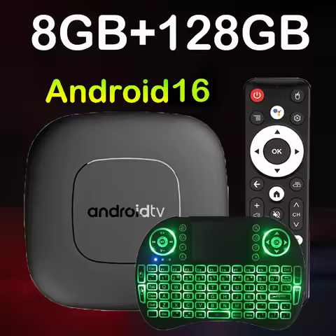 T1 Android 16 Smart TV Box 2026 8K 8GB 12GB Set Top Box H313 Bluetooth 6.0 AV1 Google Assistant Voic