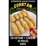 Corntam / Corndog Isi Ketam Anak Ramai Premium Halal Mozarella Cheese Tarik Makanan Homemade Frozen 