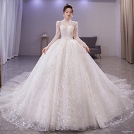 wedding dress for ninang◘High-end heavy industry main wedding dress 2021 new bride temperament trail