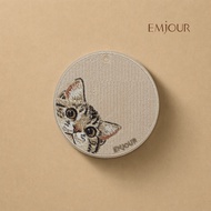 EMJOUR Double-Sided Embroidered Charm-Peeking Tabby Cat | Cat Pet Souvenir Gift Cat Key Ring