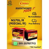 [No Installation] Century Marathoner Max NS70 NS70L NS70R 90D26L 90D26R Car Battery Bateri Kereta