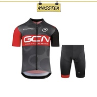 MASSTEK @Johor GCN Black Red Cycling Jersey Short Sleeve Bike Short Pant With Gel Pad Sports APL153