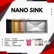 [READY STOCK] Handmade Nano Kitchen Sink SUS304 Stainless Steel Single Bowl 800x460mm - VN8046