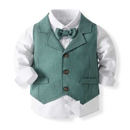 Formal Baby Boy Lalaki Damit Autumn Children Birthday Party Dress Suit Sets Bowtie