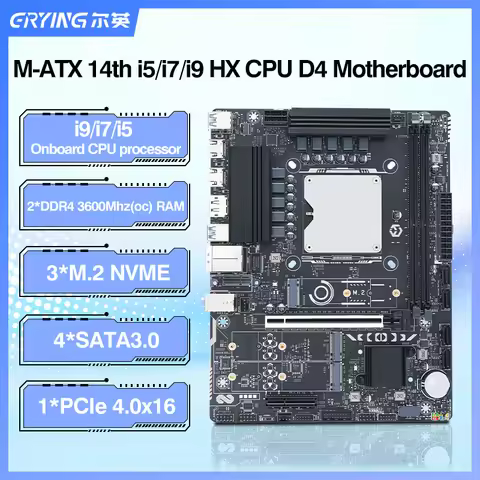 ERYING MATX Motherboard with Onboard CPU 14th Gen i5/i7/i9 14900HX 14700HX 14650HX 14500HX 14450HX D