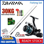 DAIWA Joran Pancing Set Komplet: Reel Pancing Rod dan Spinning Reel untuk Penggunaan Laut dan Pantai
