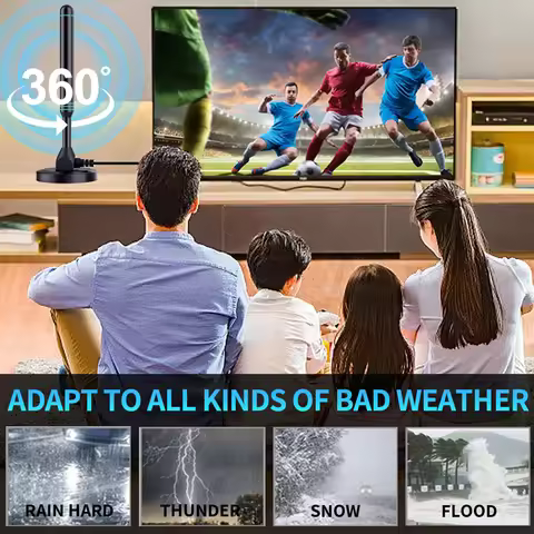 4K/1080P HD Digital TV Antenna Magnetic Base 480+ Miles Portable HD TV Antenna VHF UHF Digital HD Ae