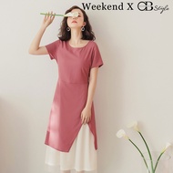 SG LOCAL WEEKEND X OB DESIGN CASUAL WORK WOMEN CLOTHES SHORT SLEEVE GAUZE HEM MIDI DRESS 2 COLORS S-XXXL SIZE PLUS