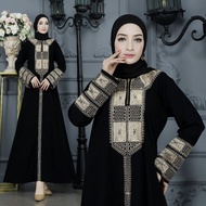 HITAM Gallery EXCLUSIVE ABAYA BLACK GAMIS ZIPER EMBROIDERED DUBAI ROSE GOLD BUSUI Abaya Abaya Dubai 