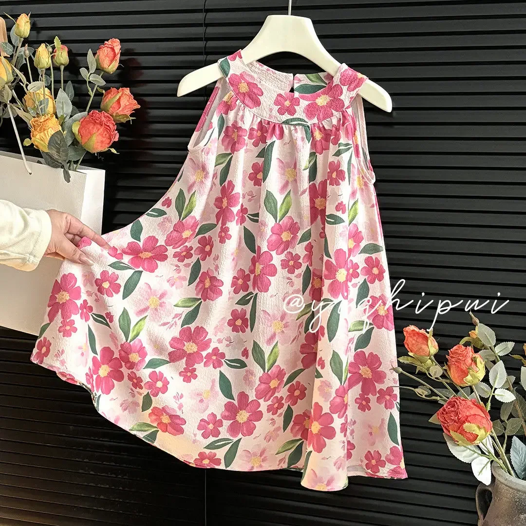 Girls Casual Dresses Enchanted Princess Sundress - Floral Halter Neck & Tiered dress for girls vest
