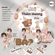 B23 - Brown bear GIRL birthday Combo