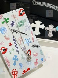 ⭐Chrome Hearts×MIKIMOTO 聯名款 白金色十字架珍珠吊墜項鍊 男女同款 情侶款