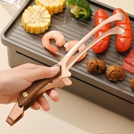 韓式304不銹鋼烤肉夾木柄食品夾耐高溫燒烤夾BBQ煎牛排專用夾子