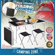 Black 120 x 60CM Folding Camping Table Foldable Picnic Table Outdoor Banquet Buffet Table Meja Kerus