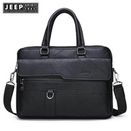 JEEP SPIRIT 1941 ESTD Mens Business Briefcase Leather High Quality Mens Office Bag Casual Suitable f