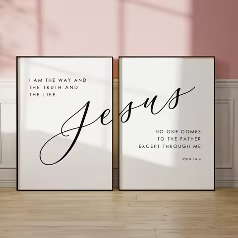 JOHN 14:6 Christianity Bible Verse Wall Art Prints Canvas Painting Poster Picture For Living Room Ho