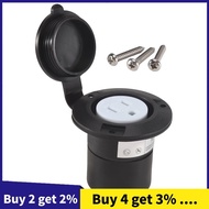 15 Amp Flanged Shore Power Outlet 125 Volt NEMA 5-15R Receptacle, 2 Pole 3 Wire Socket for Straight 