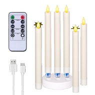 Rechargeable Taper Candles 6Pcs Rechargeable LED Taper Candles with Remot for Wedding Halloween Chri