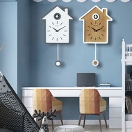 Cuckoo Hourly Chiming Living Room Wall Clock Children's Creative Cartoon Clock Nordic Bird Cute Cuckoo Clock Wood