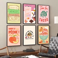 1pc Color Food Art Quote Poster Self-adhesive Art Waterproof Paper Sticker Coffee House Bar Room Wal
